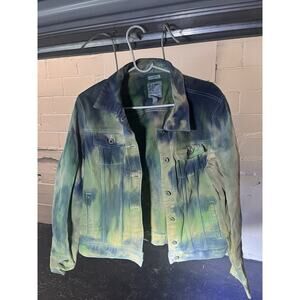 Old Navy 100% Cotton Light Blue Tie Dye Hippie Style Denim Jacket SIZE XL